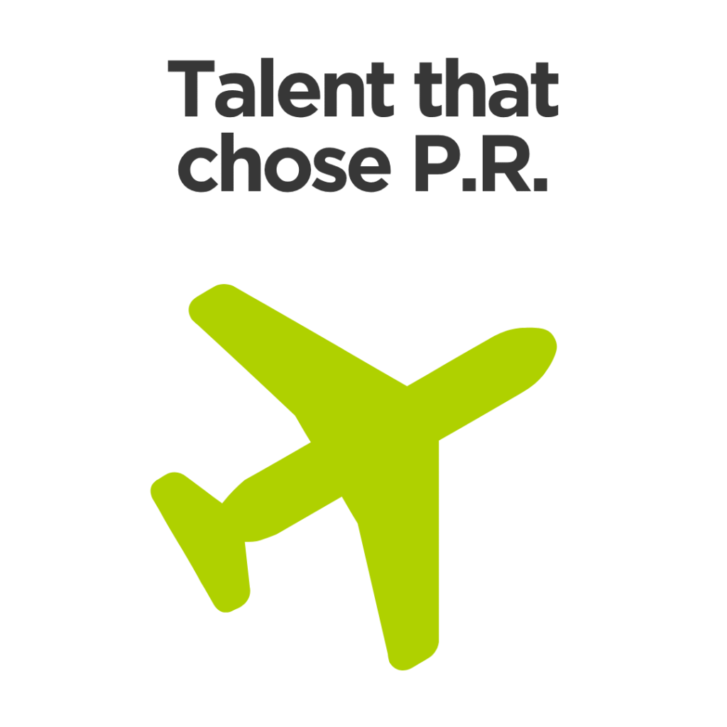 Icon that displays "Talent that chose P.R."